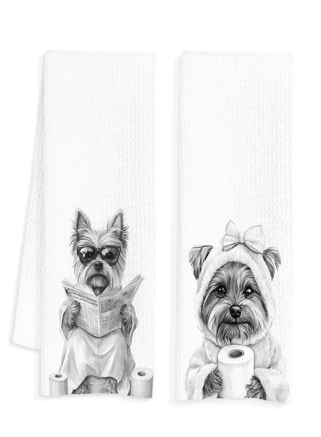 INDAJEDN Yorkie Gifts Hand Towels for Bathroom Set of 2, Yorkie Dog Bathroom Washroom Decor, Yorkshire Terrier Gifts, 16x24 Inch - Image 1
